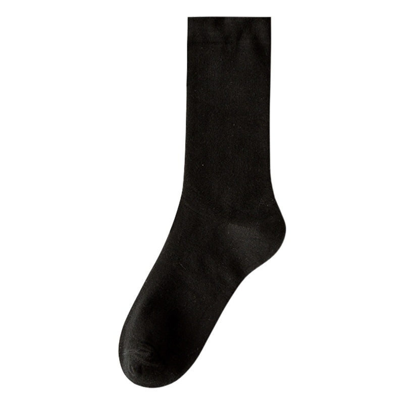 Xiaohongshu Loose Socks Confinement Socks Women's Mid-Calf Cotton Socks Spring and Summer Boneless Internet Celebrity Trendy Black and White Pure Color Pile Socks
