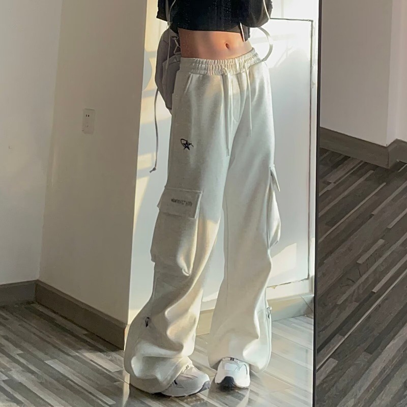 Cross-border American retro high-street overalls women's straight wide-leg casual pants 2024 new fashion ins