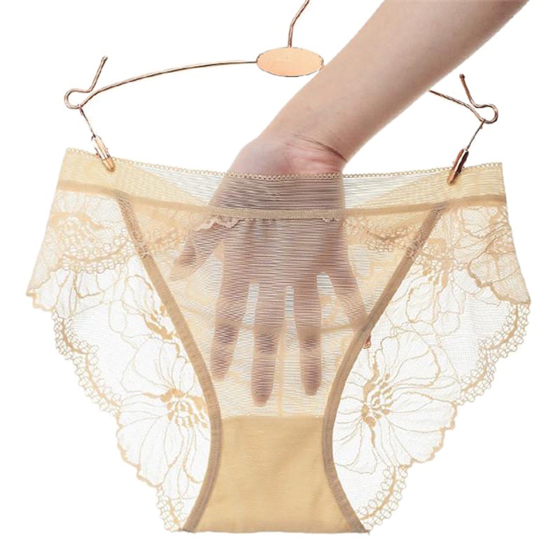 Luxury Underwear Women's Mid-waist Extra Large Size Sexy Lace Breathable Cotton Crotch Hip Lifting Briefs Women's 1531