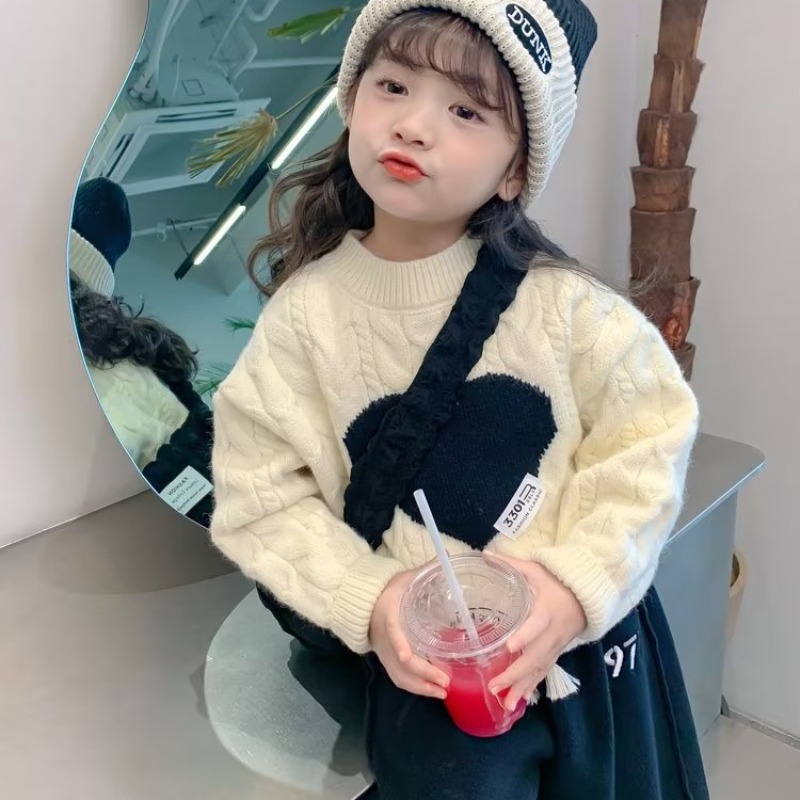 Picture of Girls Pullover Knitwear 2023 New Spring & Fall Korean Kidsren's Clothing Fashionable Little Girl Heart Top Kidsren's Knitwear