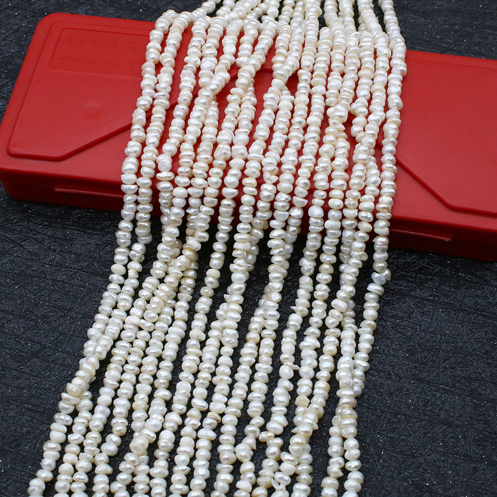 Picture of Natural Freshwater Pearl Scattered Beads 3-4mm Irregular Flat Beads Polished Straight Beads DIY Bracelet Necklace