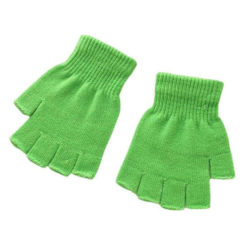 Hot-Selling Solid Color Gloves for Winter, Cold-Proof and Warm, Fingerless Cycling Gloves for Men and Women, Plush Knitted Wool Half-Finger Gloves Wholesale