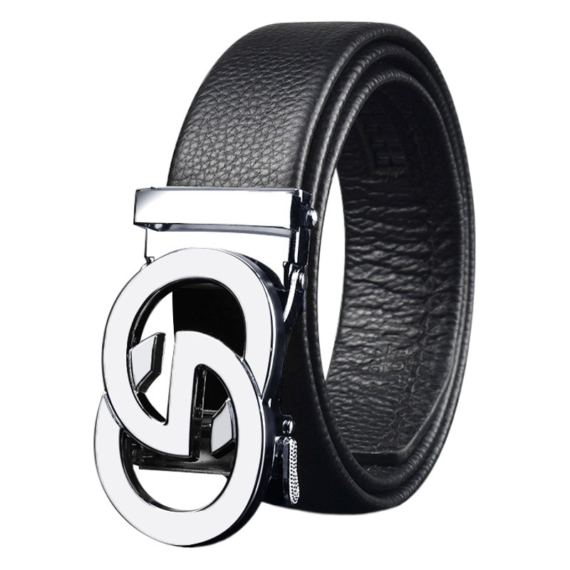 Men's buckle automatic belt artificial leather lychee pattern 4.0 business casual young and middle-aged belt one-piece delivery