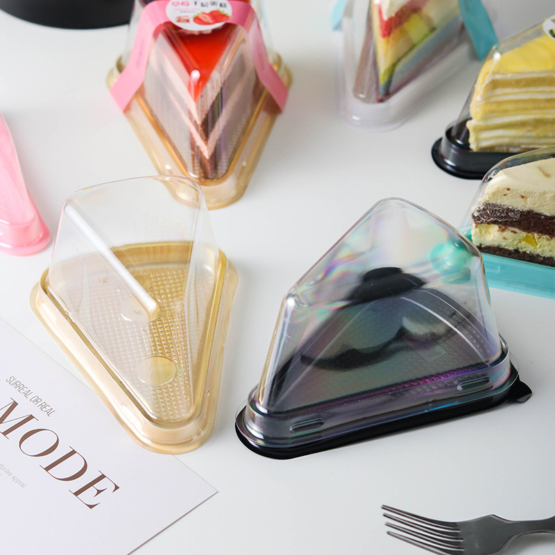 [the whole piece] A03 triangle cake box mousse transparent box 6-8 inch lasagna cut baking pastry packaging box