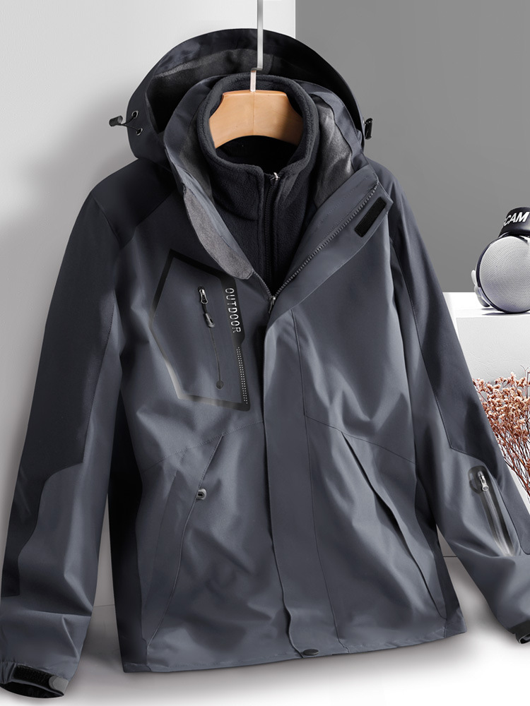 Jacket Men's Jacket Three-In-One Detachable Windproof and Waterproof Outdoor Loose Breathable Mountaineering Jacket Women's Trendy Jacket