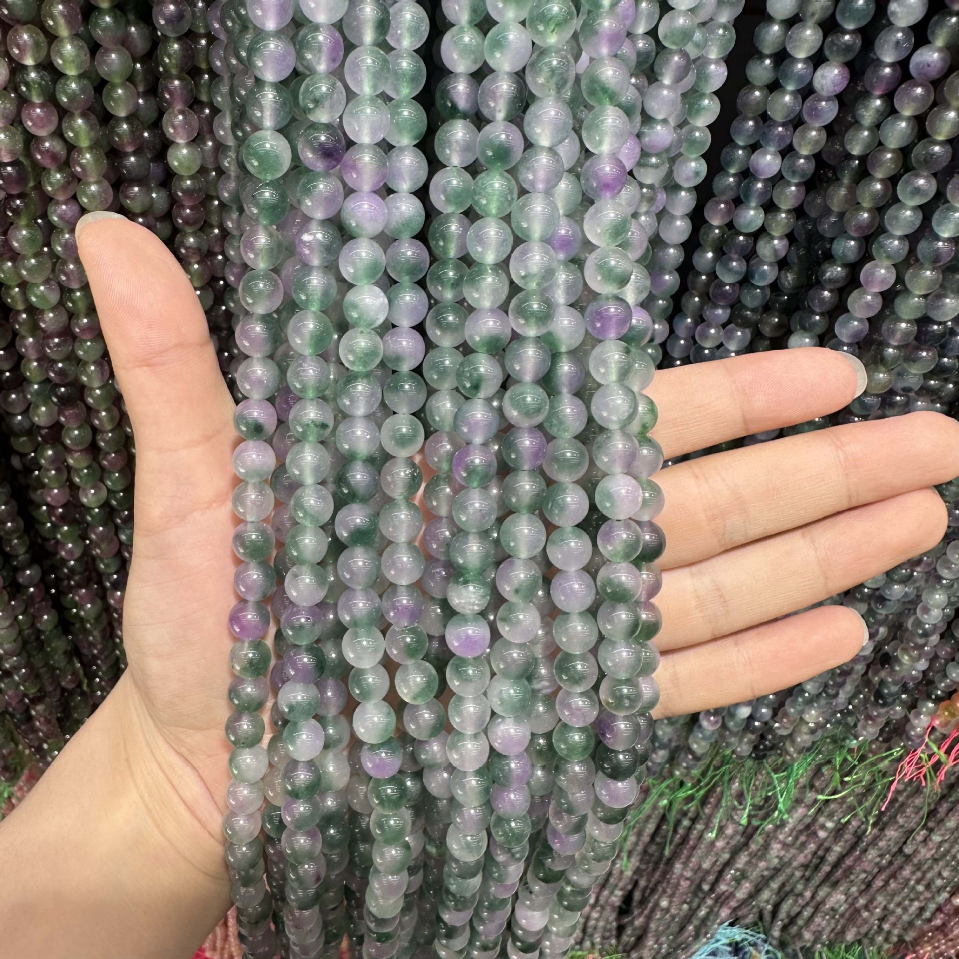 Picture of Live hot grade a chalcedony 8mm two-color round beads beads handmade diy Internet celebrity matching in stock jewelry