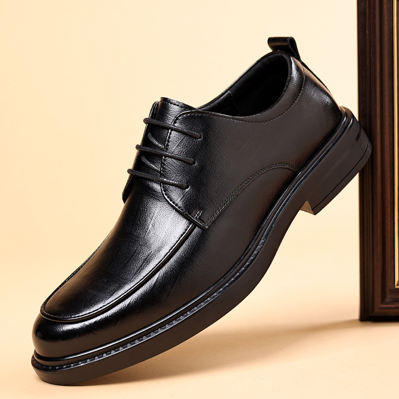 Leather shoes men's business casual formal wear increased by 6CM groom wedding suit shoes trendy men's shoes a generation of hair