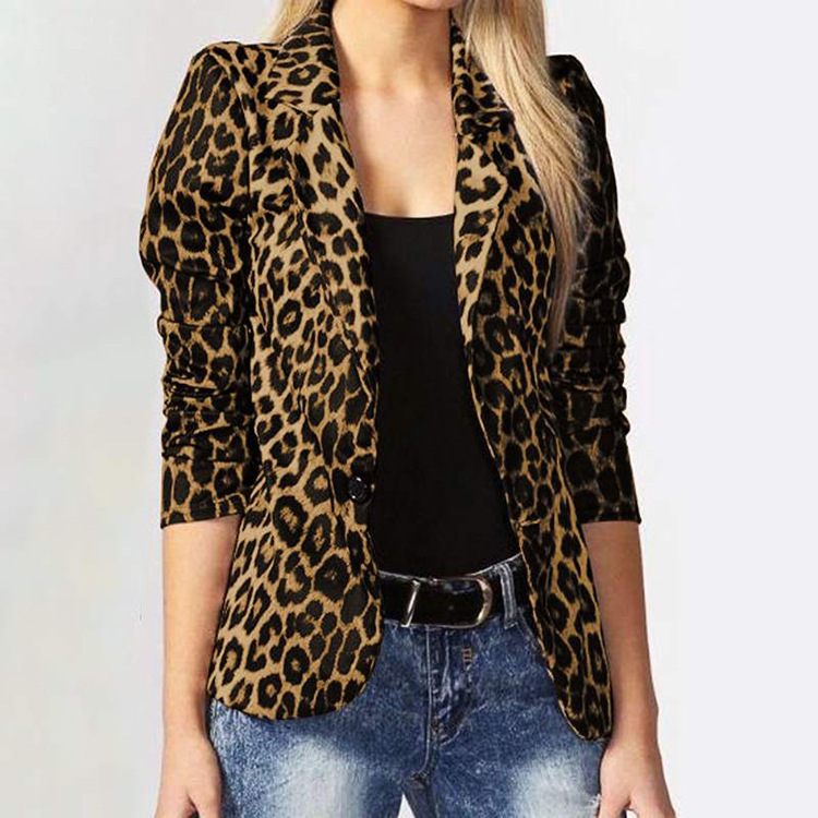 Season Ebay Amazon Slim Fit Top Leopard Print Blazer Elegant Casual Fashion Casual Easiest for Match