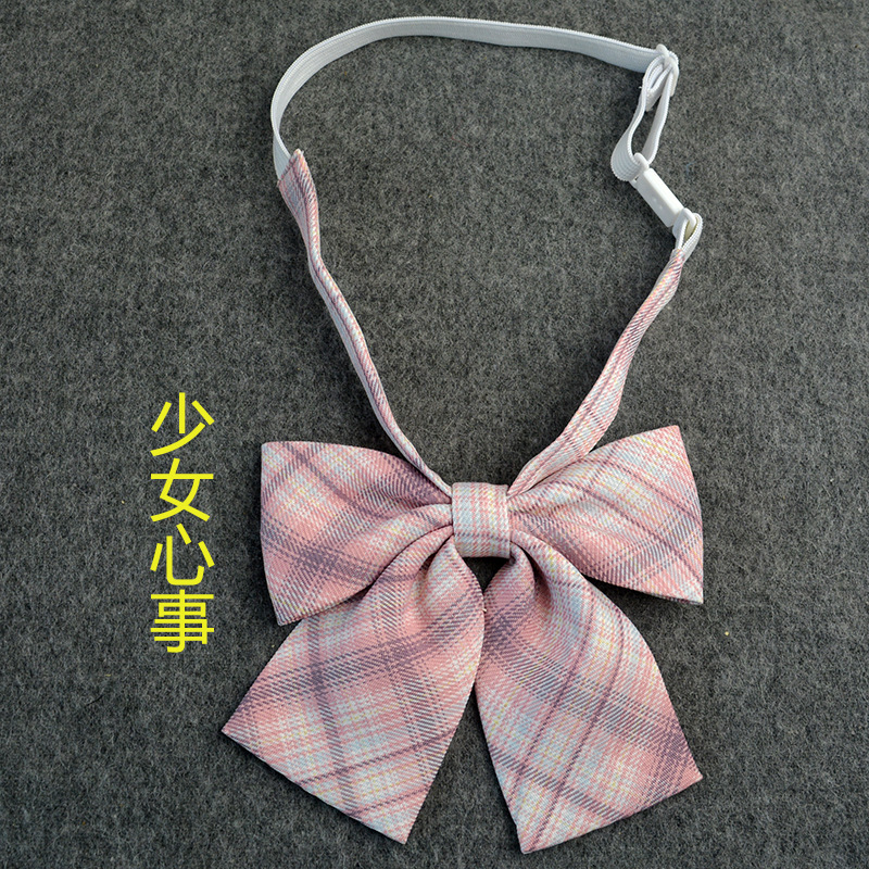 Picture of Hot-selling College Style Oka Pear Field Soot Black Bow Plaid Flat Horn JK Collar Bow Tie Shirt Accessories