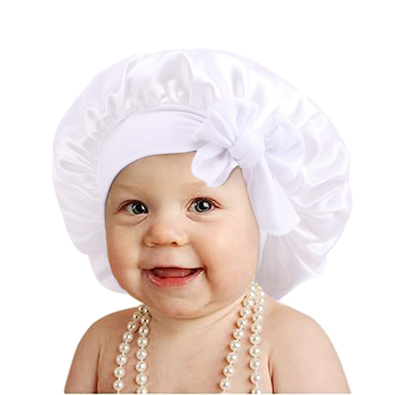 Picture of Children's milk silk ribbon headscarf hat baby satin nightcap knotted shower cap JDKB-21B