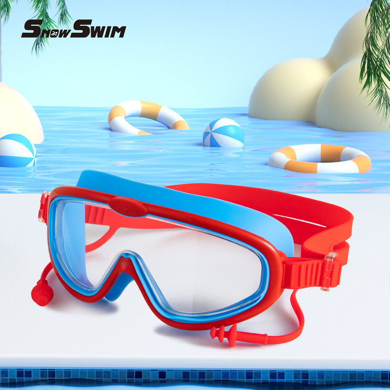 Picture of Children bag swimming goggles girls boys swimming equipment glasses waterproof anti-fog big frame professional diving swimming goggles factory