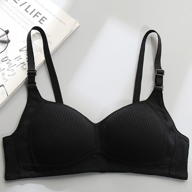 Picture of Side Collected Anti-sagging Underwear Women's Non-rimless Bra for College Students High School Girls Small Chest Gathering Pure Cotton Thin Bra