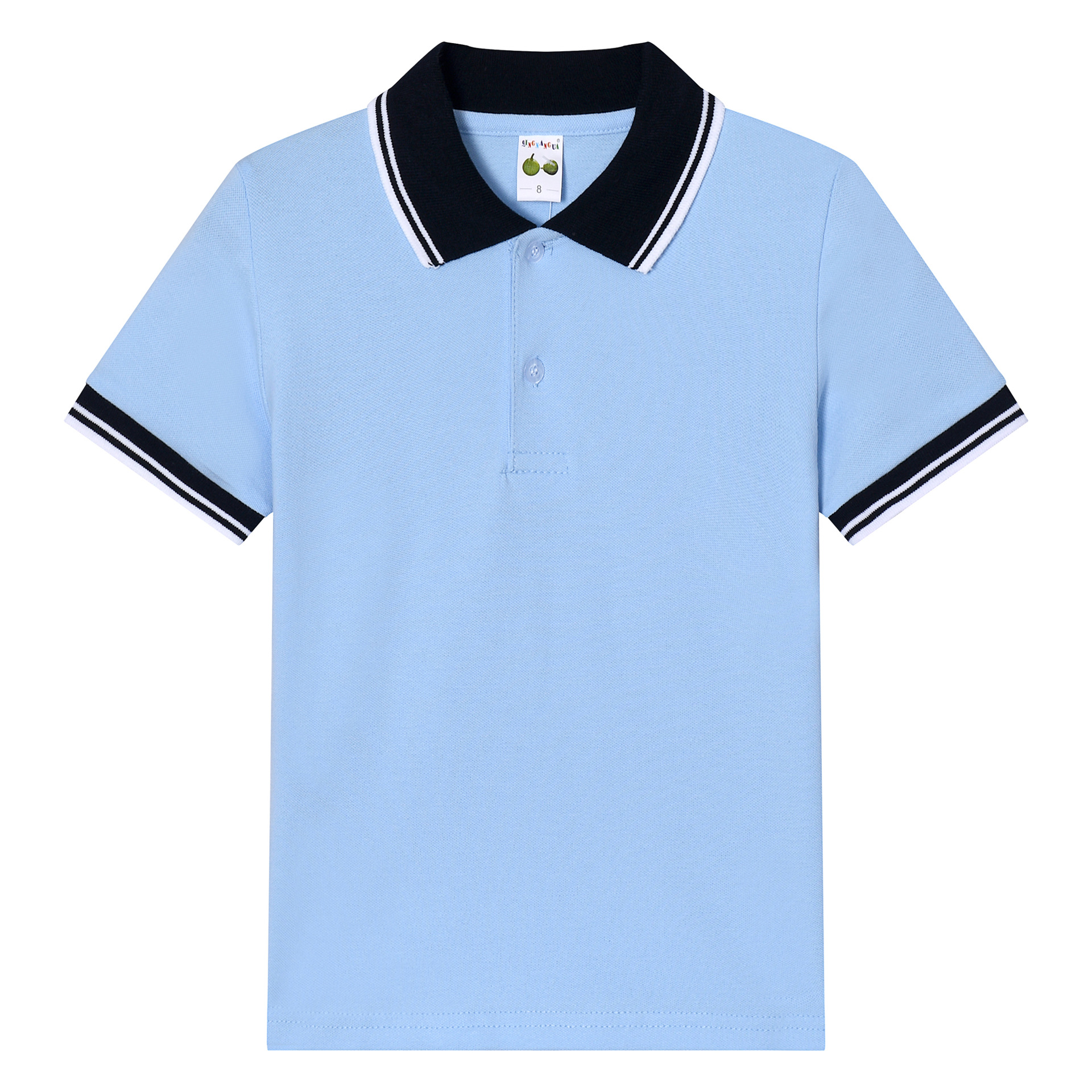 Picture of Kids Kidsren's T-Shirt Long-Sleeved Pure Cotton White Lapel Boys Polo Shirt Girls Primary School Students Middle School Uniforms