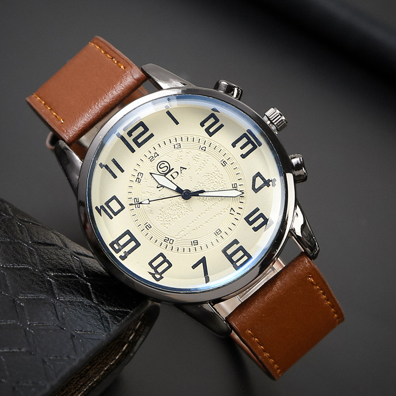Picture of Popular Fashion Business Belt Simple Men's Watch Men's Casual Retro Digital Dial Student Quartz Watch Wholesale