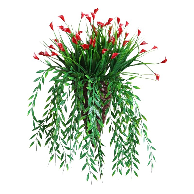 Wall-mounted artificial flower green plant hanging basket wall decoration indoor wall-mounted plastic flowers and plants decoration wall decoration Floriculture