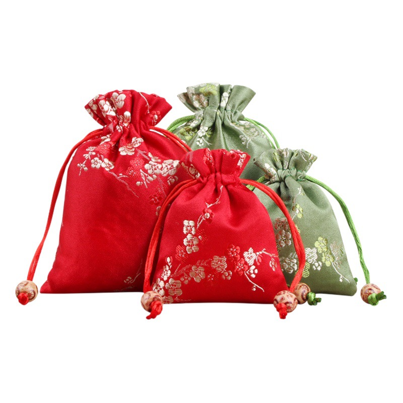 Factory wholesale Cup brocade bunt pocket linen beads bunt cultural play bag jewelry storage linen jewelry bag