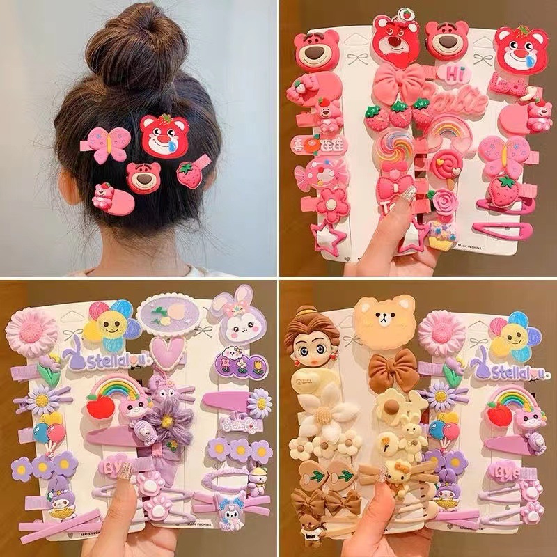 Strawberry Bear New Cartoon Hairpin Children's Hair Accessories Set Girls Hairpin Cute Sweet Side Clip Manufacturer Wholesale
