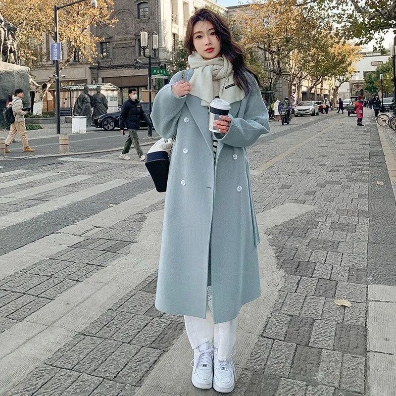 Picture of High-end Woolen Coat Women's Maillard Fashion New Double-breasted Design Autumn and Winter Woolen Coat Mid-length