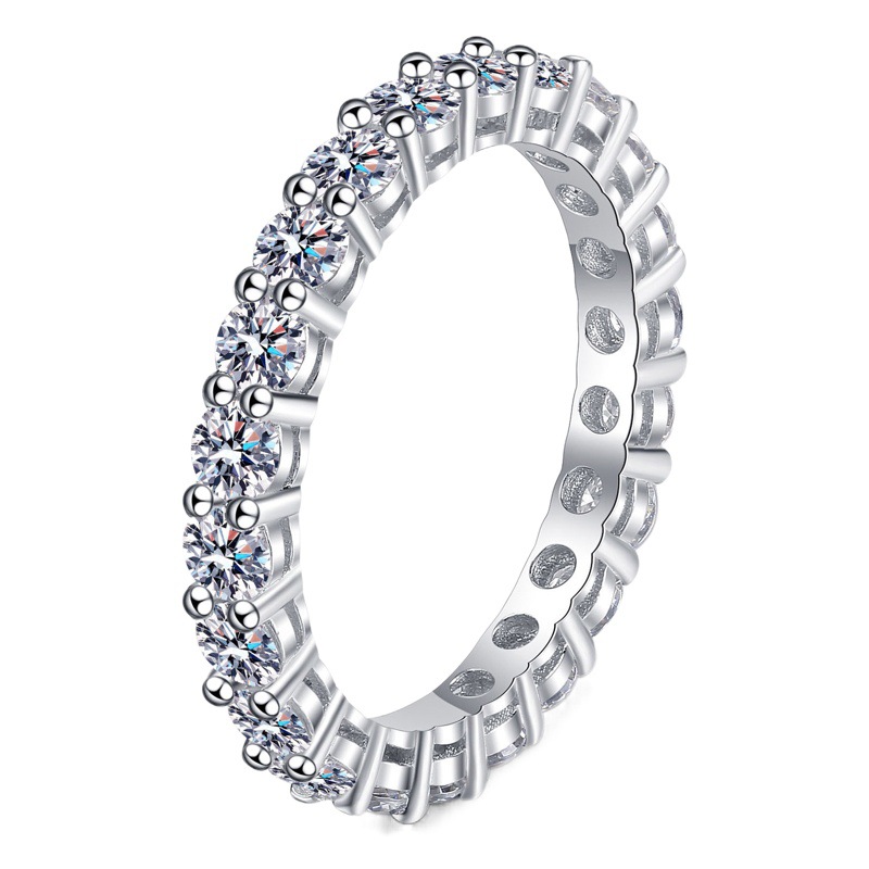 S925 Sterling Silver Moissanite Ring Women's 2.2 karat Plated pt950 Full Diamond Row Ring High-end Moissanite Ring Women