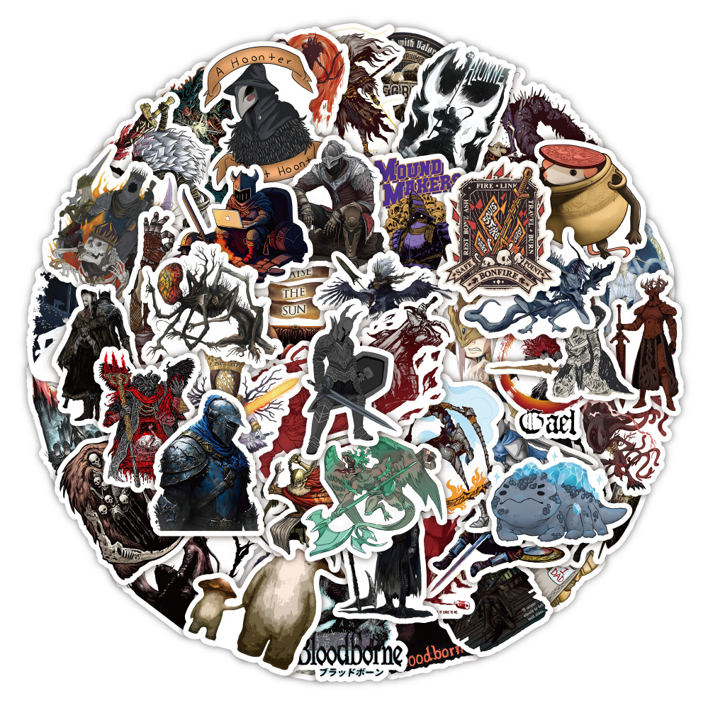 Picture of 50 Dark Souls Cartoon Graffiti Stickers Decorative Water Cup Notebook Stationery Box Waterproof Stickers Manufacturer Wholesale