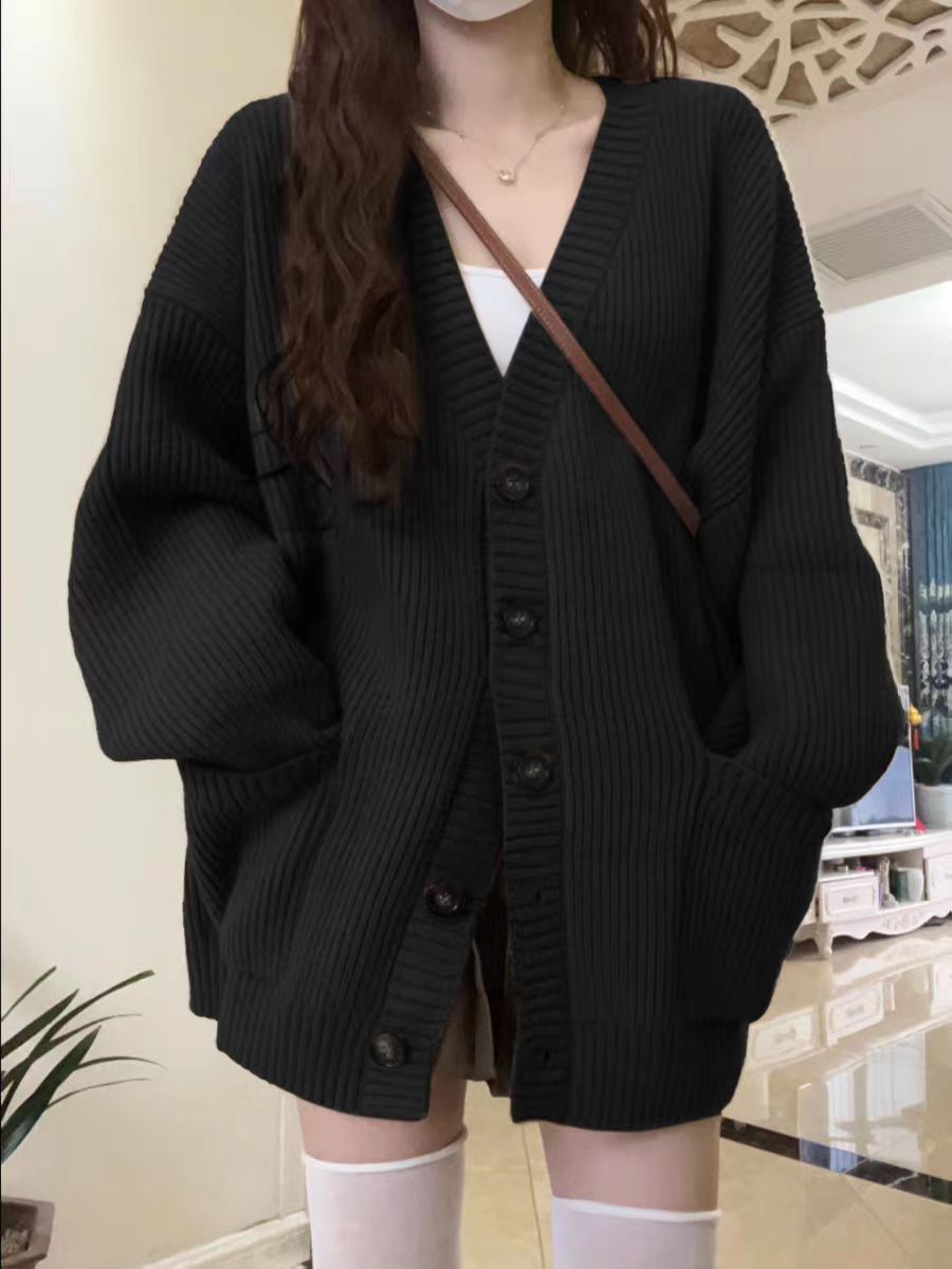 Autumn and Winter Waxy Versatile Fashion Sweater Coat Women's 2024 Soft New Loose Outer Wear Japanese Style Lazy Style Knitted Cardigan