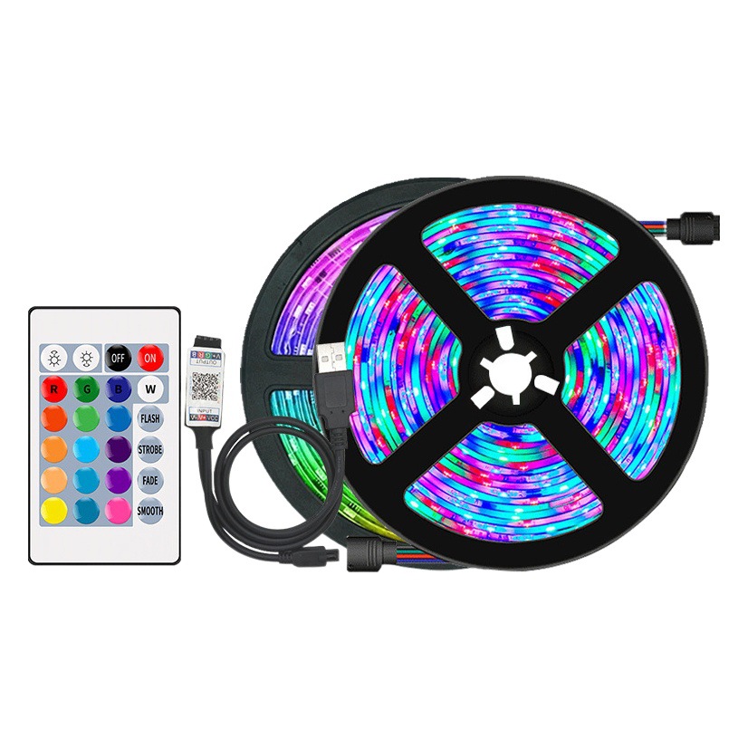 Cross-Border Direct Supply 5050Rgb Light Strip Set 5V24 Key Remote Control Bluetooth Ledrgbrgb Dimmable