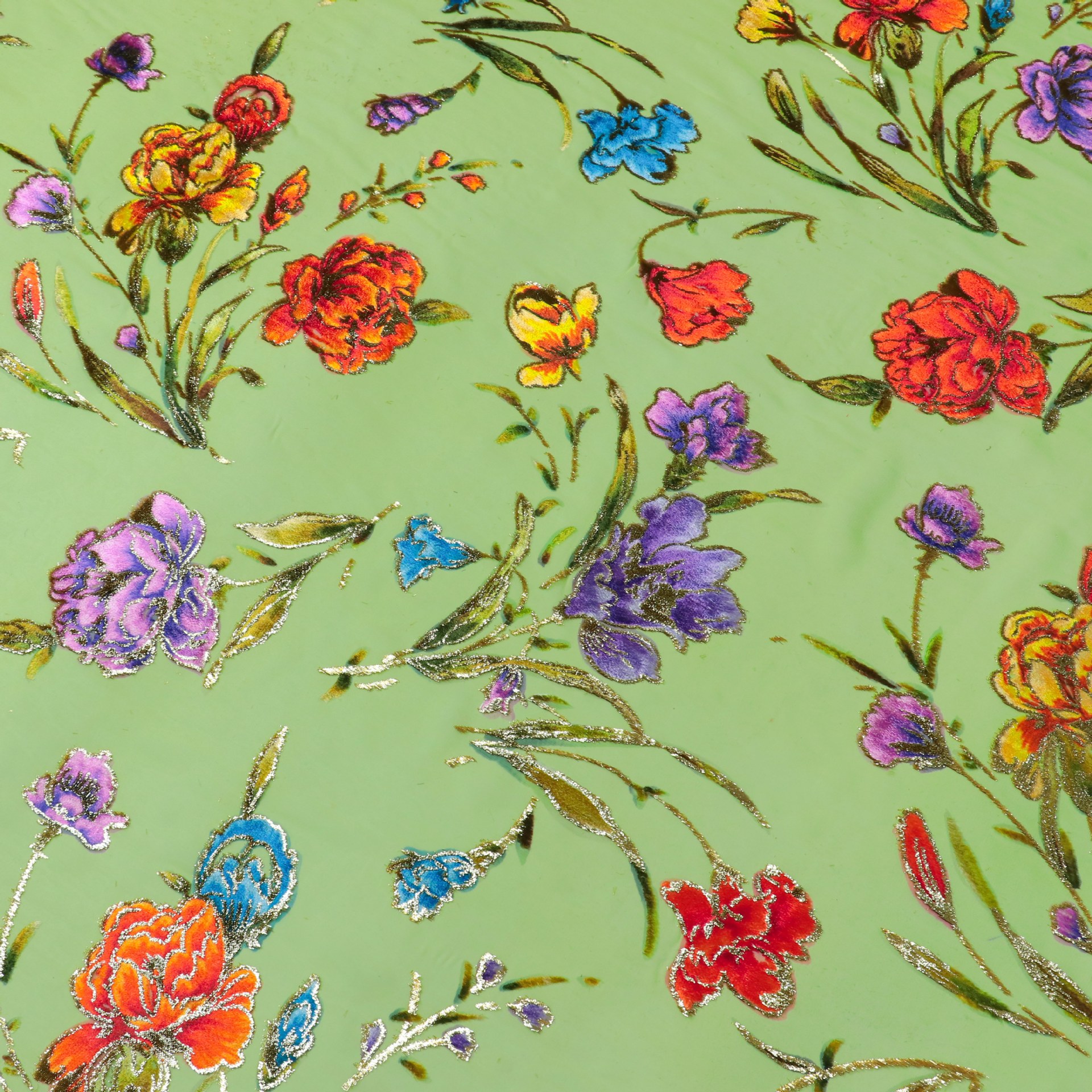 Picture of Factory Wholesale Silk Positioning Hand-Painted Jacquard Velvet Bright Silk Woven Velvet Velvet Fabric Dress Cheongsam Fabric