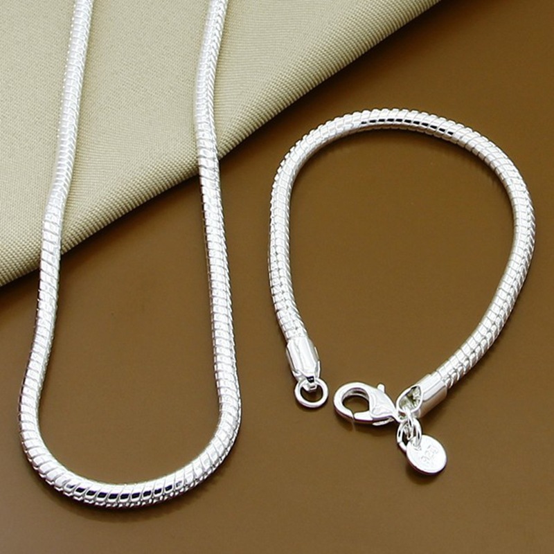 Foreign trade export silver plated snake bone bracelet necklace set Korean version of the best selling spot supply set wholesale T024