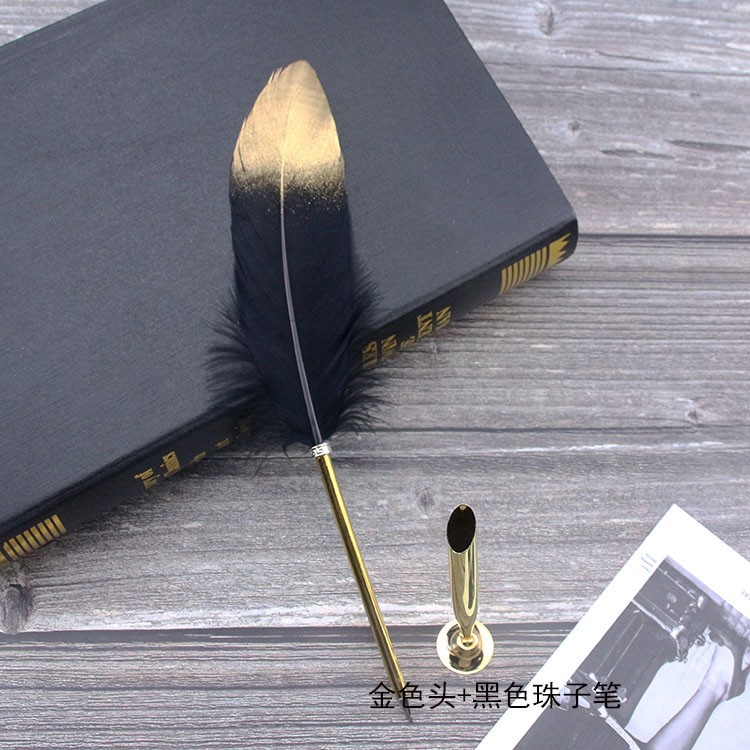 Picture of New European retro silver feather pen creative ballpoint pen wedding signature advertising pen student stationery simple package