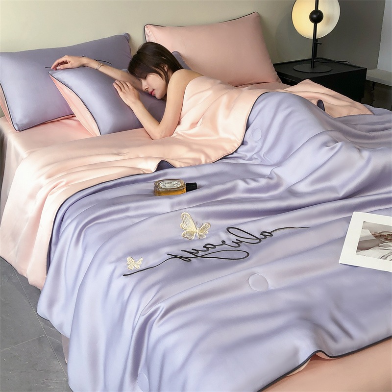 Picture of Class a Light Luxury Washed Ice Silk Summer Quilt Four-Piece Set Air-Conditioned Quilt Embroidered Summer Cool Quilt Three-Piece Set Summer Thin Quilt Ins