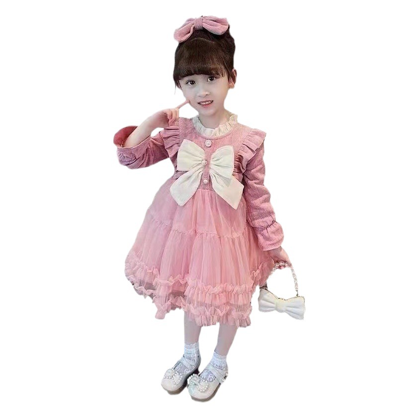Girls' Princess Dress Autumn 2023 new little girl Western style baby fluffy dress autumn and winter children dress