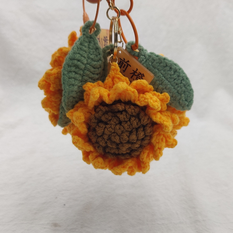 Sunflower ornaments crocheted wool at one stroke win the best future like brocade bag pendant keychain creative finished gift