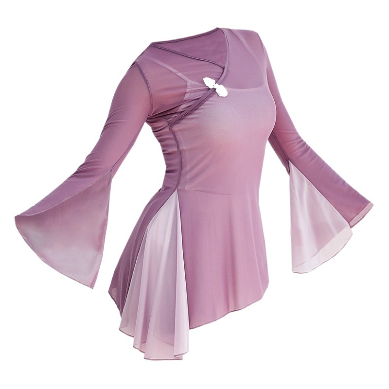 Classical Dance Top Women's Modern Ethnic Body Rhyme Color Matching Art Examination Foundation Training Performance Costume Chinese Style Dance Costume