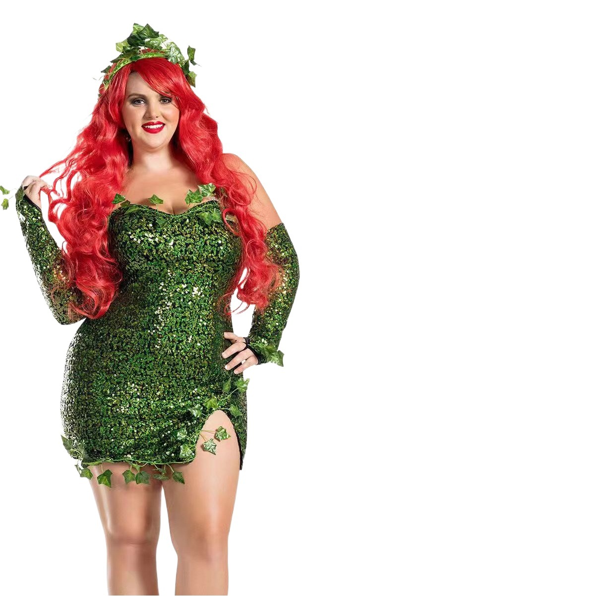 2024 European and American Costume Adult Leaf Sequins Halloween Playing Costume Sexy Dance Dress Costume dress