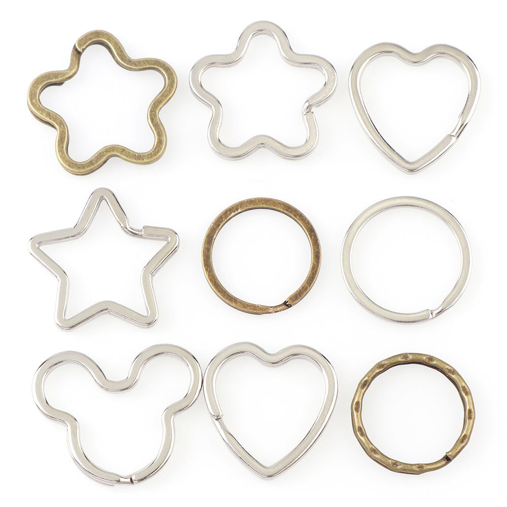 5Pcs/Pack Special-Shaped Ring Iron Key Ring Plum Blossom Five-Pointed Star Peach Heart Key Ring Key Ring Key Chain