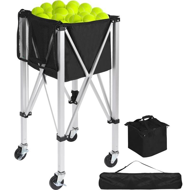 Aluminum Tennis Trolley Folding Tennis Trolley Pickup Trolley Mobile Portable Special Tennis Basket Net Bag Outdoor