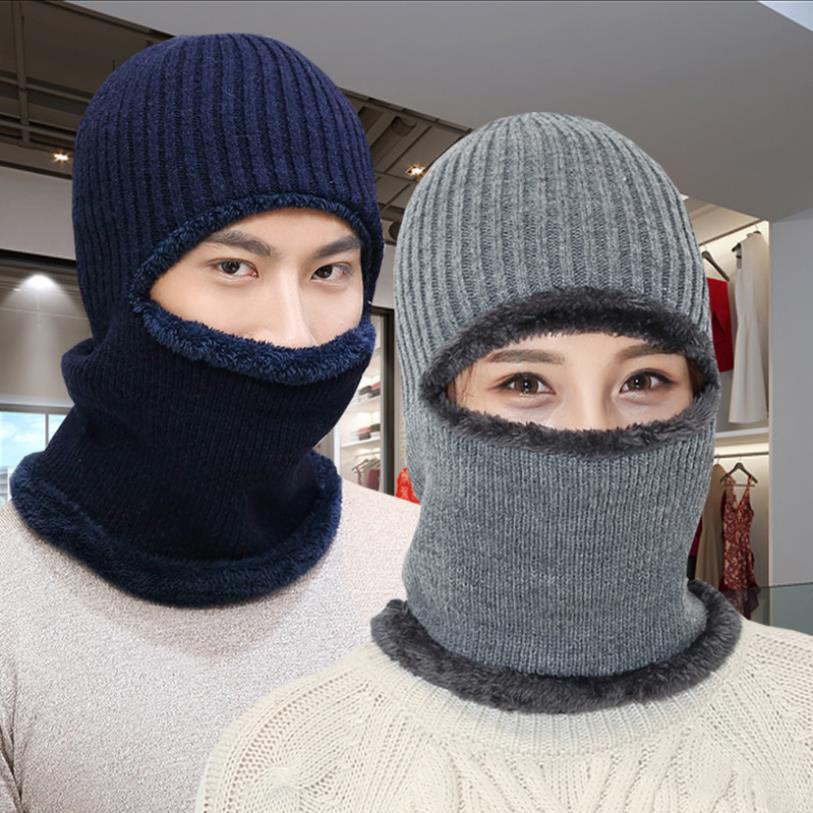 Winter Men's Hat Thickened Knitted Hat Outdoor Work Hat Northeast Cold-proof Integrated Fleece-lined Warm Wool Hat for Men