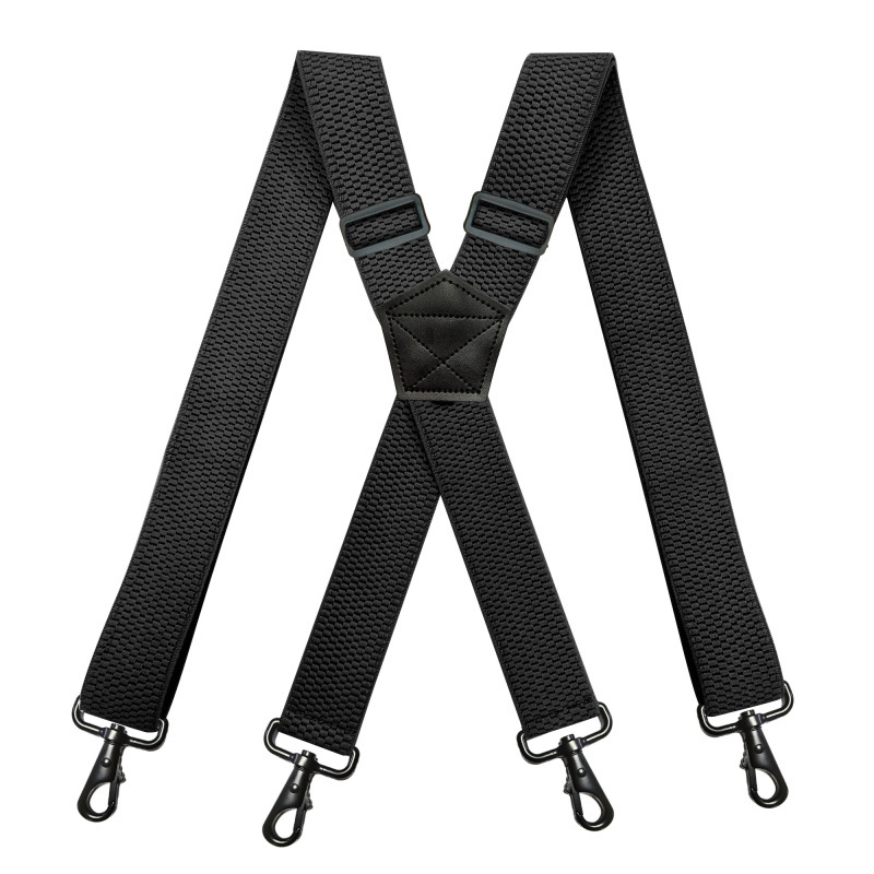 Picture of Cross-Border Supply Adult Men's 4-Clip Suspenders 3.8cm X-Type Corn Pattern Elastic Suspenders Black Hook Buckle in Stock