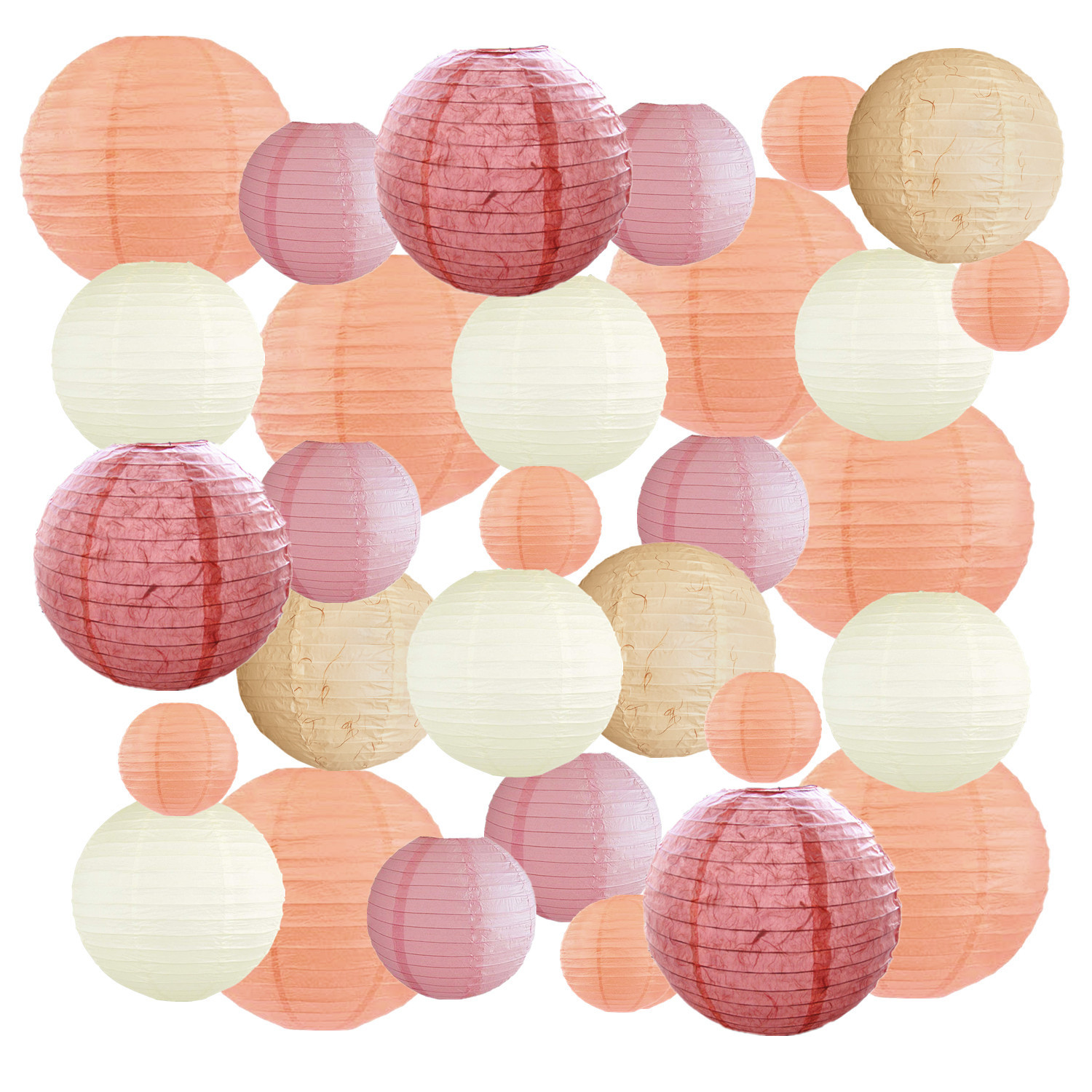 Picture of Spring, Summer, Autumn and Winter Colorfulful Paper Lanterns Round Foldableable Paper Art Combination Set Hanging Lanterns