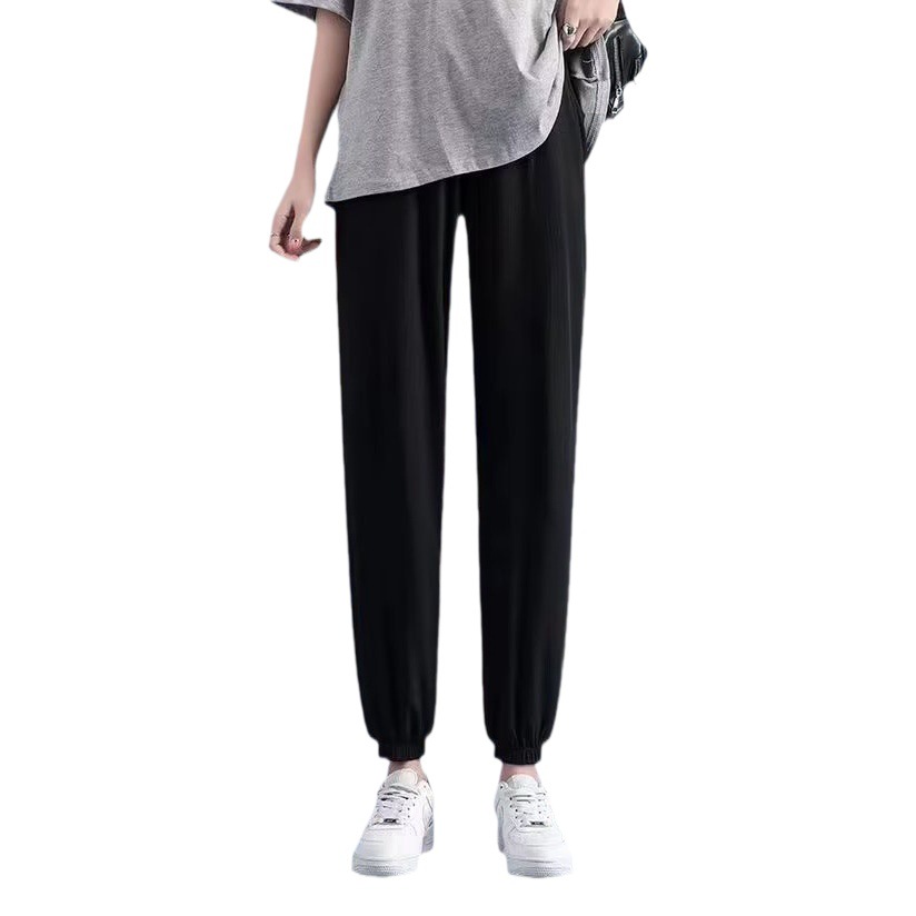 Fleece-lined thick sports pants women's loose ankle-tied winter thin casual sweatpants drape slimming wide-leg lantern pants
