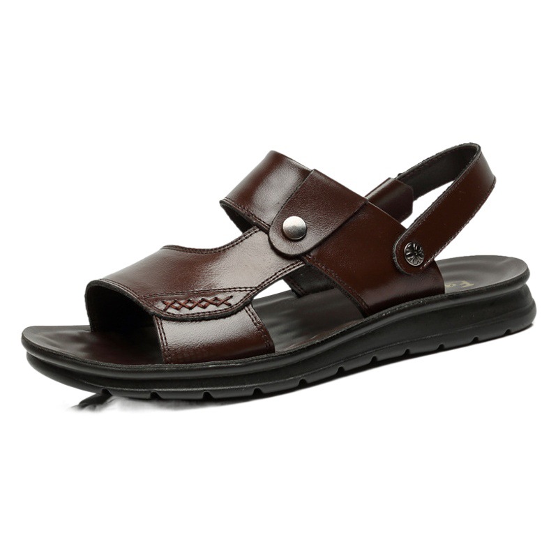 2024 Summer Sandals Genuine Leather Men's Open Toe Beach Shoes Extras Size Soft Leather Sandals 45 Size 46 Size 47 Size 48 Size