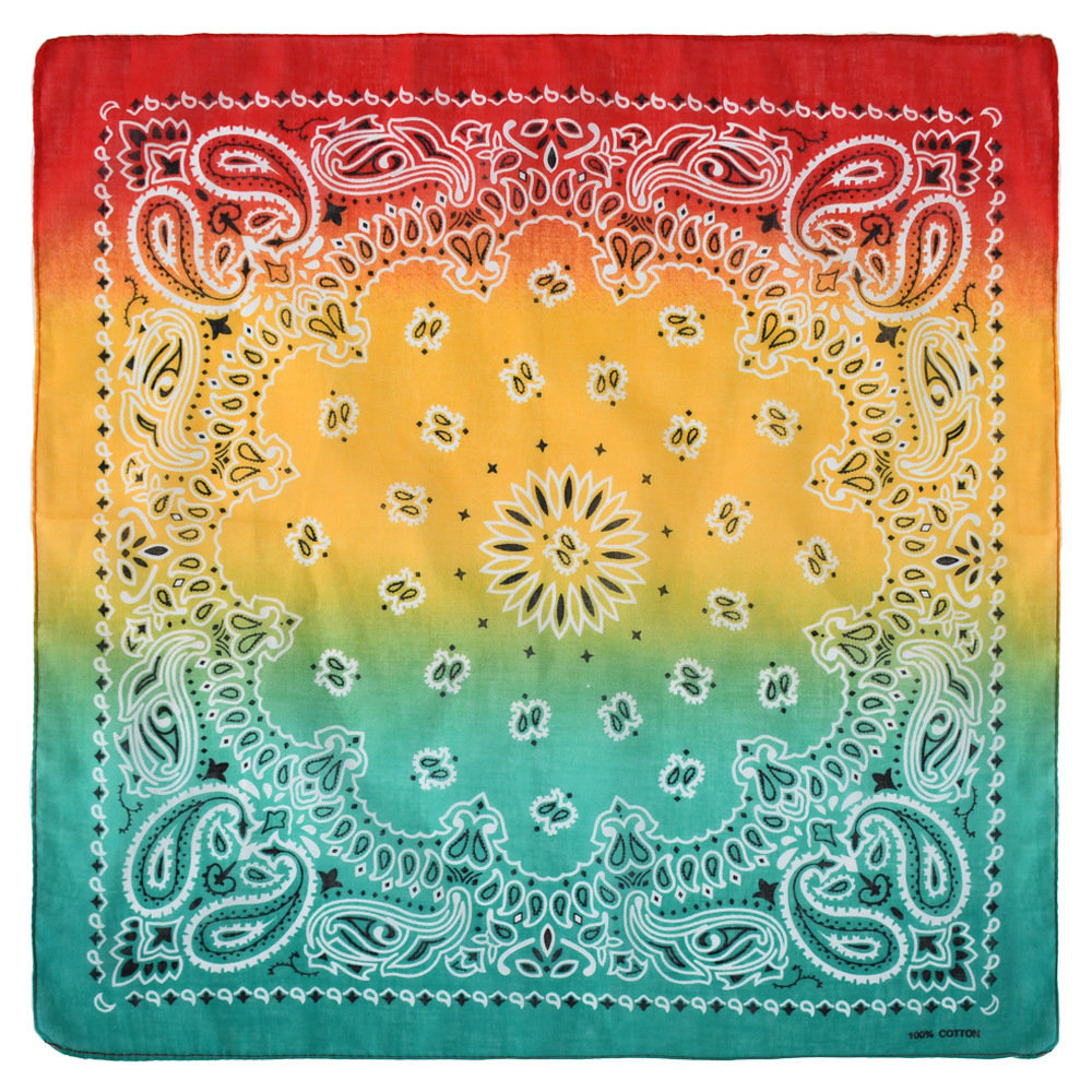 Picture of New Korean version of cotton gradient sweat-absorbent breathable turban sports outdoor riding scarf printed square scarf wholesale