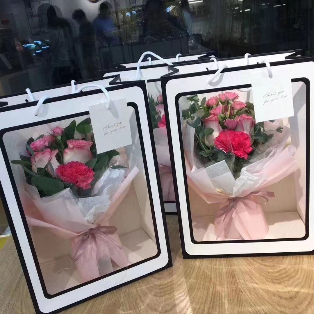 Fresh Flowers in Stock, Window Display Bags, Gift Bags, Doll Flower Packaging, Hand-Held Bags, Chinese Valentine's Day Birthday Gift Bags, High Aesthetic Value