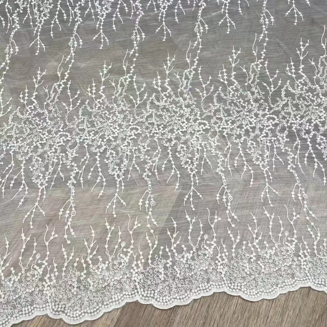 New Water Soluble Cotton Embroidered Silk Wrinkle Fabric Spot Wholesale Explosions Women's Dress Embroidered Lace Fabric