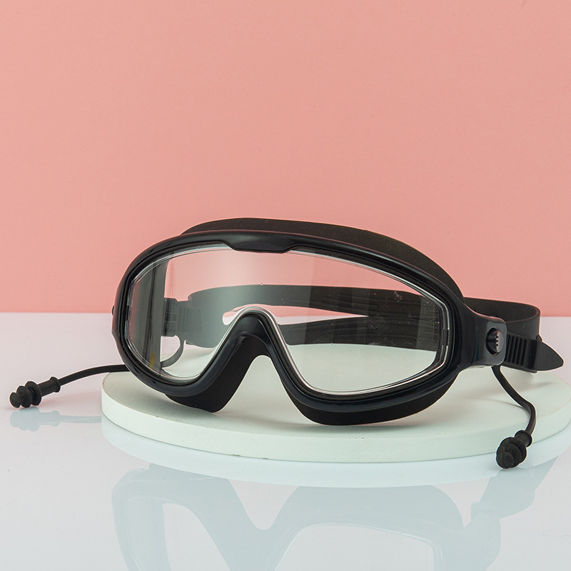 Picture of Adult Large-Frame Swimming Goggles Waterproof and Anti-Fog Hd Swimming Goggles One-Piece Earplugs Silicone Children's Swimming Goggles Wholesale