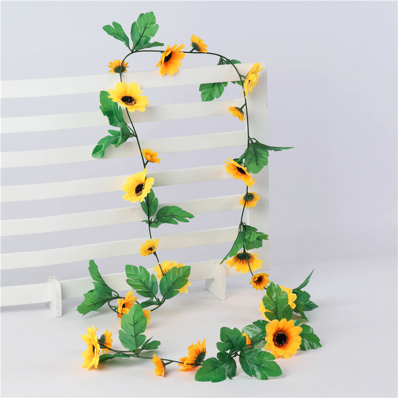 Sunflower rattan artificial flower 12 sunflower decorative rattan rattan man home pipe winding chrysanthemum rattan wholesale