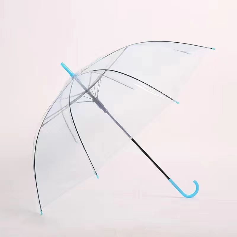 Picture of Transparent Umbrella Men and Women Internet Celebrity ins Cute Semi-automatic Straight Handle Photography Small Fresh Sunshade Sunny Umbrella Frosted Umbrella
