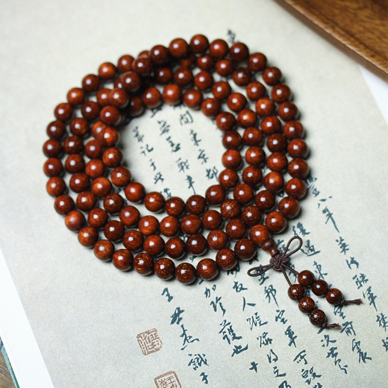 Natural Indonesia True Venus Leaflet Rosewood High Density Submerged Blood Sandalwood 108 Buddha Beads Plate Wen Play Men's and Women's Handstrings