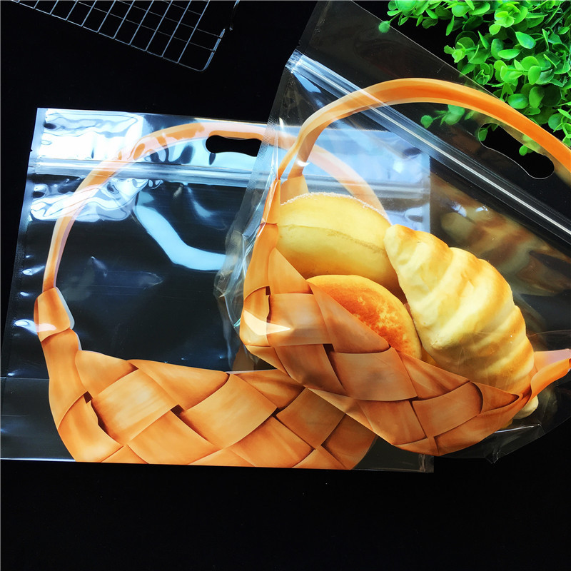 Basket Zipper Handbag Bread Bag Baking Cheese Bag Hand Tear Bag Small Meal Bag Sliced Toast Pasta Packing Bag