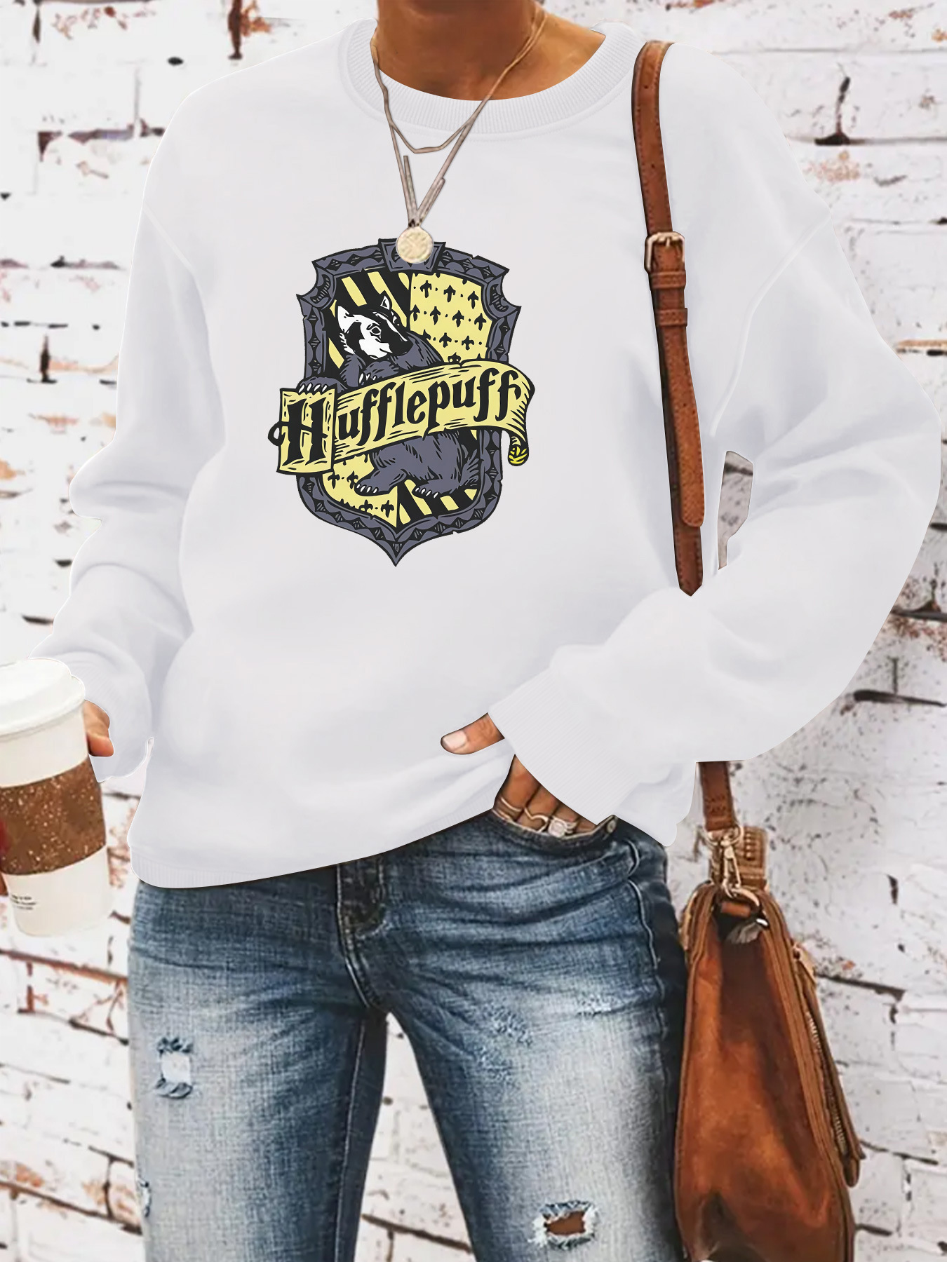 Crewneck Sweater Women's Spring and Autumn Hufflepuff Amazon in stock Fashion Top eBay Long Sleeve Sweater Wholesale